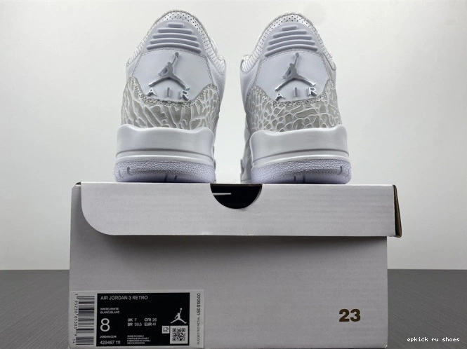 Rep White' Retro Jordan 3 PS 'Triple Air 429487-111 0707